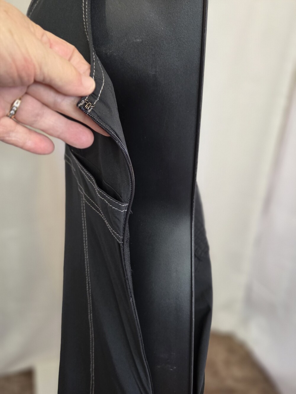 Athleta Black Halter Above the Knee A-Line Dress /Contrast Stitching Size XS - Picture 9 of 13